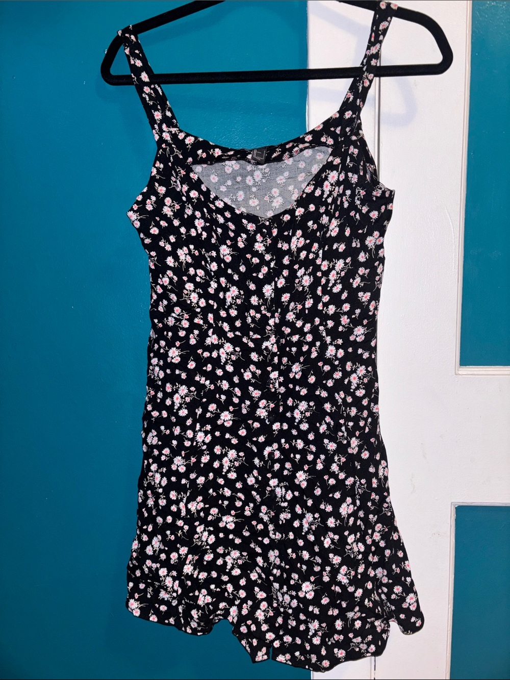 Girls' Black Floral Tie-Shoulder Dress